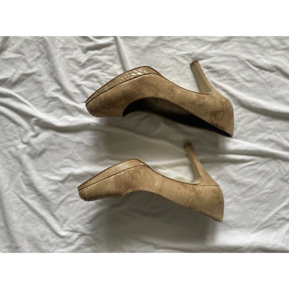Moda Spana Tan Snake Skin High Kitten Heels Shoes Size 11M Slip On - Picture 3 of 8